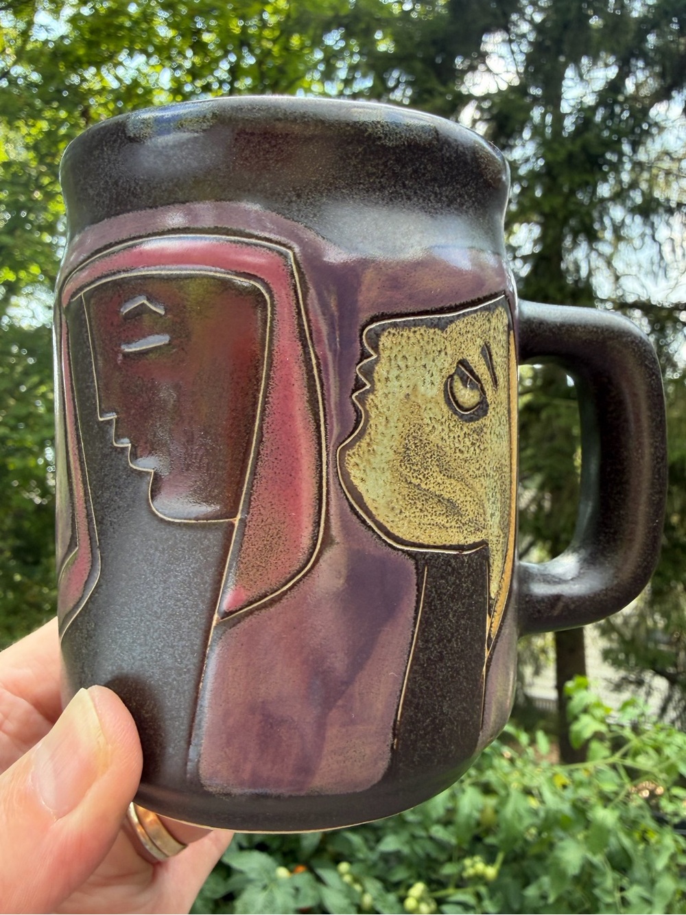 Vintage Mara Mexican Artist Signed Coffee Tea Cup Pottery Mug Mexico